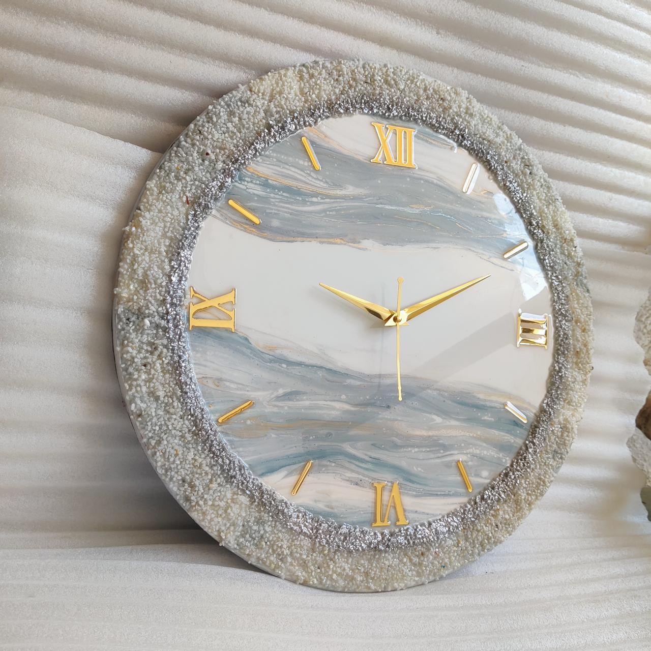 White with Grey Touch The luxury Resinart Resin Wall Clock