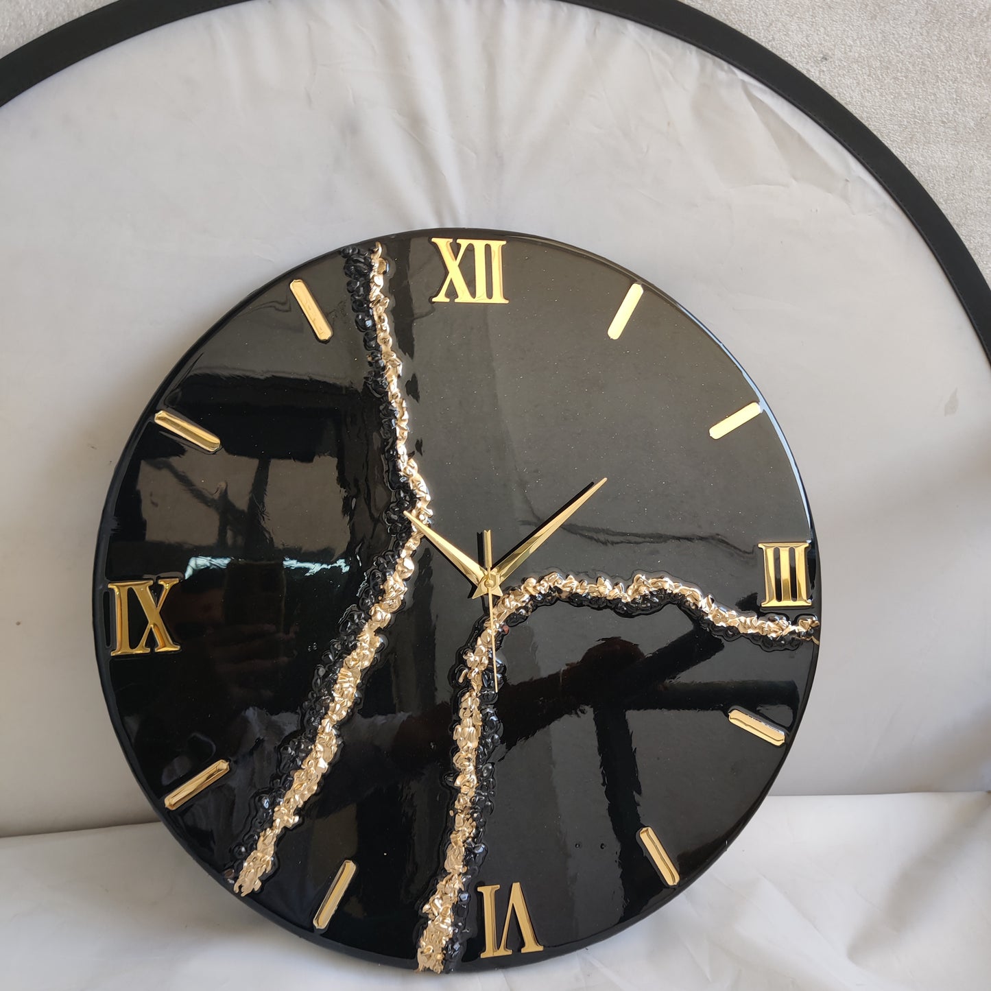 Intense Black The luxury ResinArt Resin Wall Clock