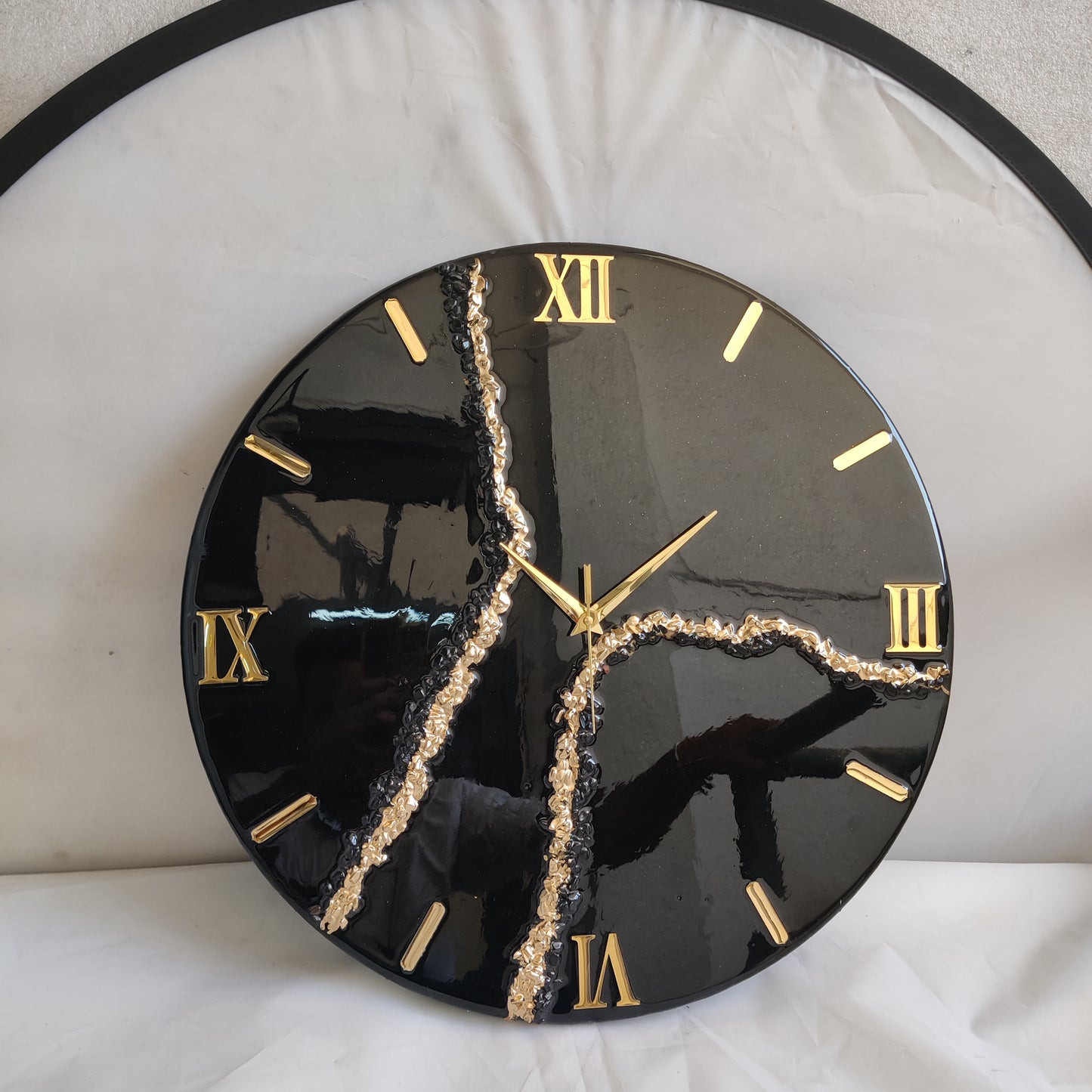 Intense Black The luxury ResinArt Resin Wall Clock