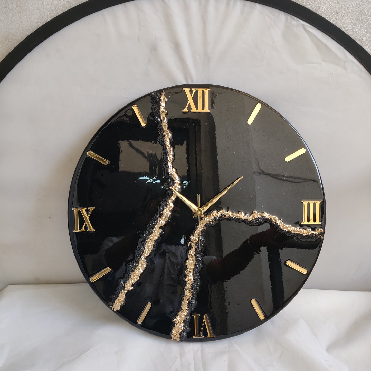 Intense Black The luxury ResinArt Resin Wall Clock