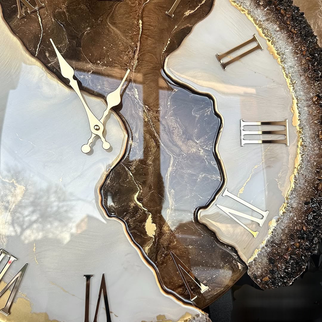 Chocolate Brown Feather The luxury Resinart Resin Wall Clock