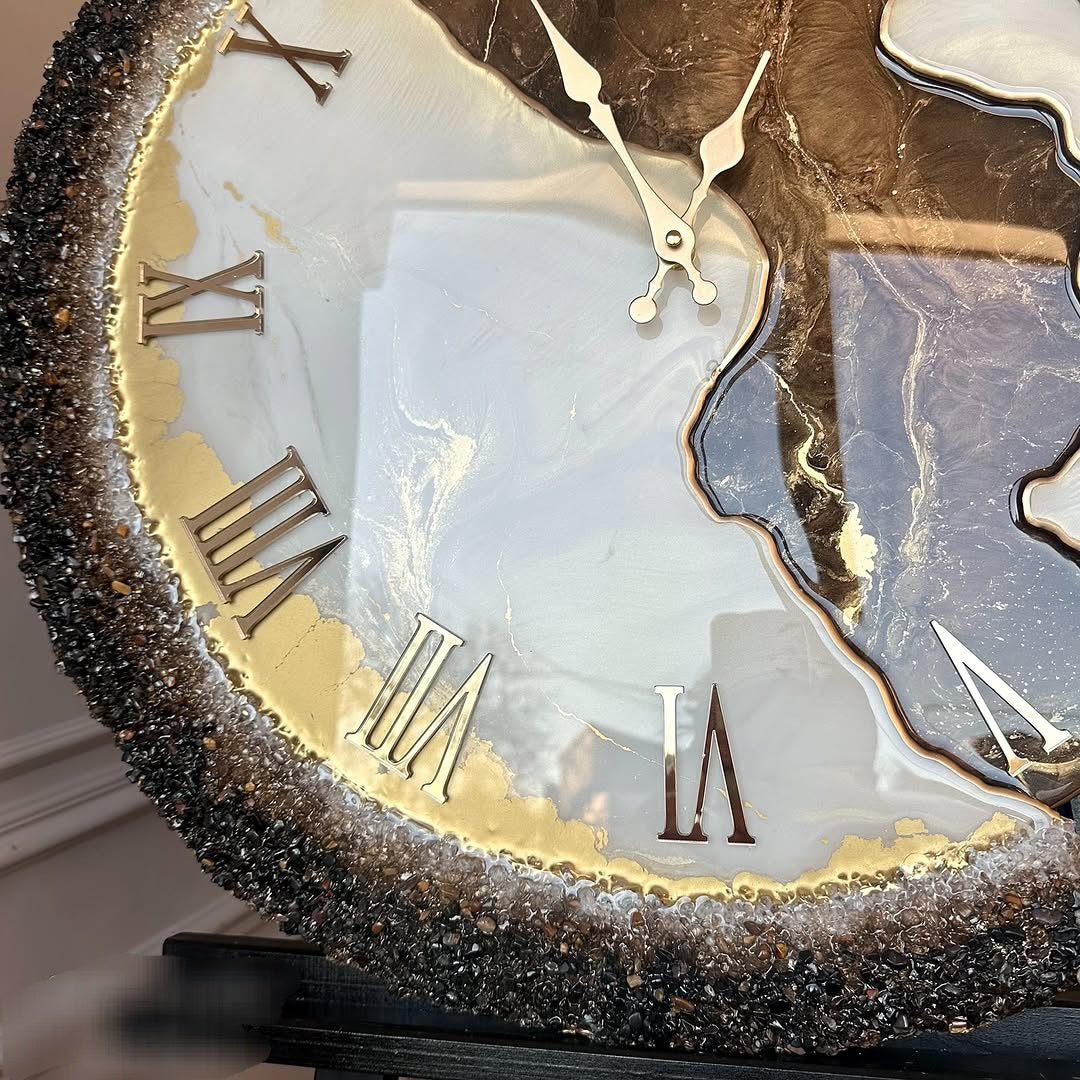 Chocolate Brown Feather The luxury Resinart Resin Wall Clock