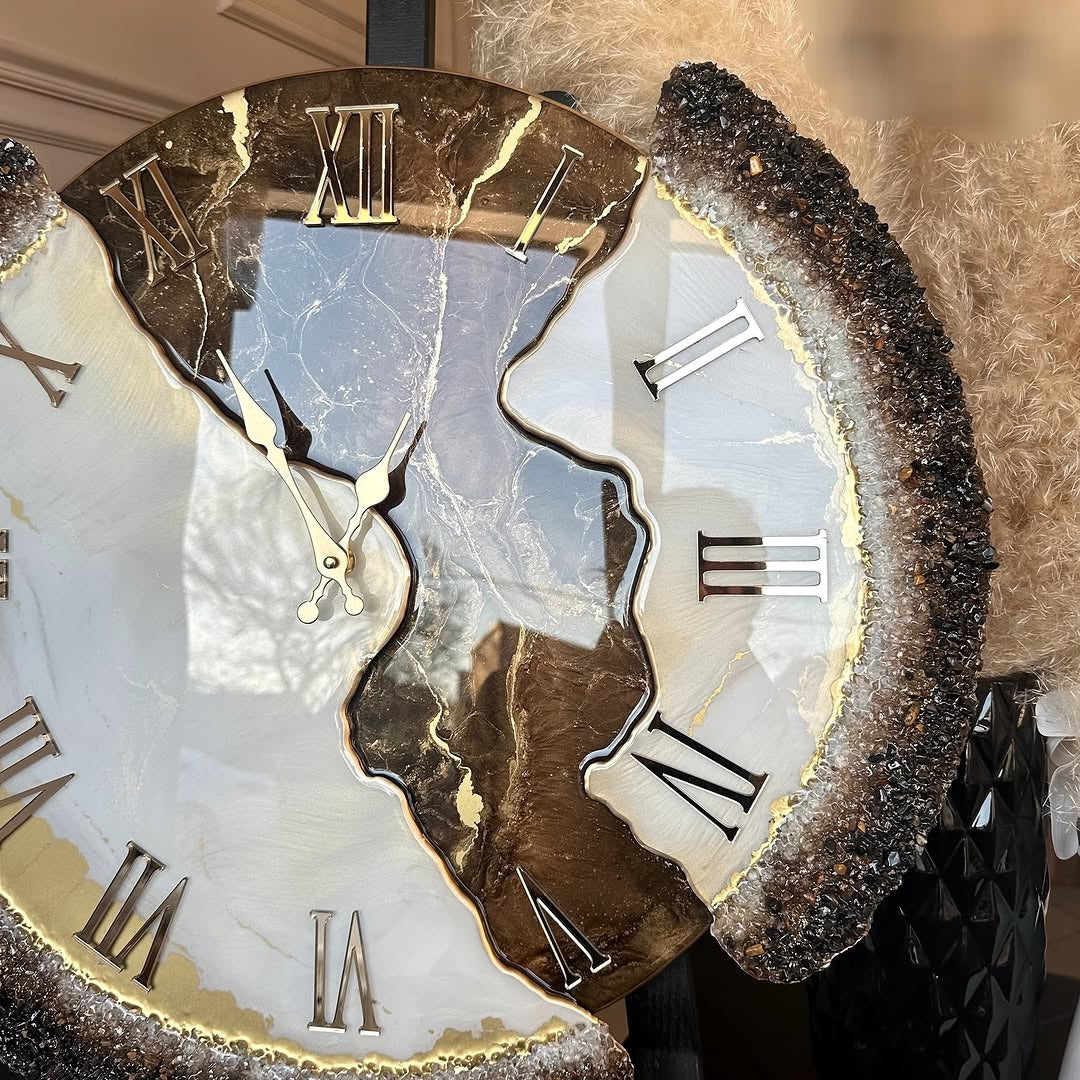 Chocolate Brown Feather The luxury Resinart Resin Wall Clock