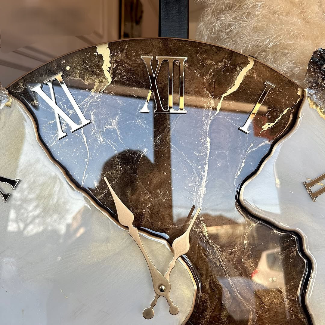 Chocolate Brown Feather The luxury Resinart Resin Wall Clock