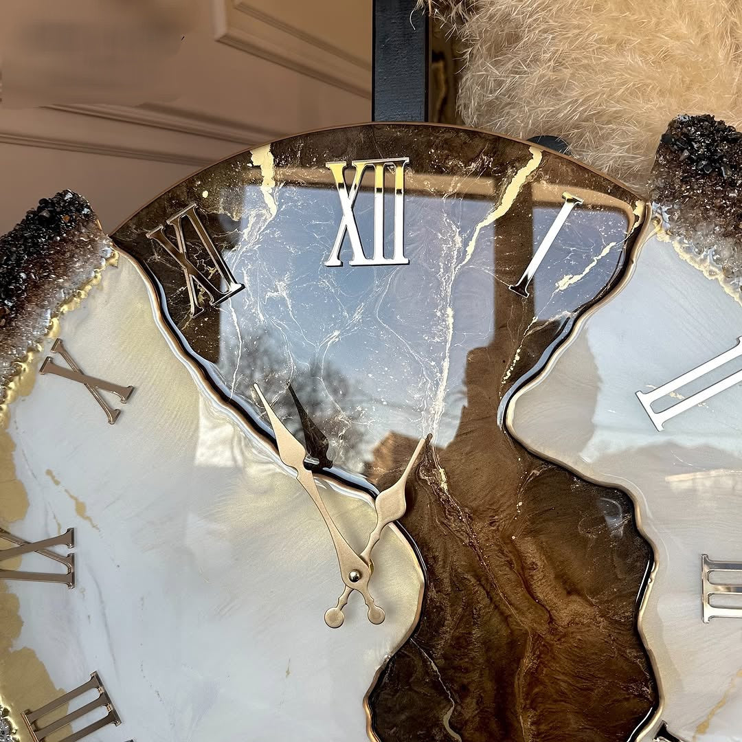 Chocolate Brown Feather The luxury Resinart Resin Wall Clock