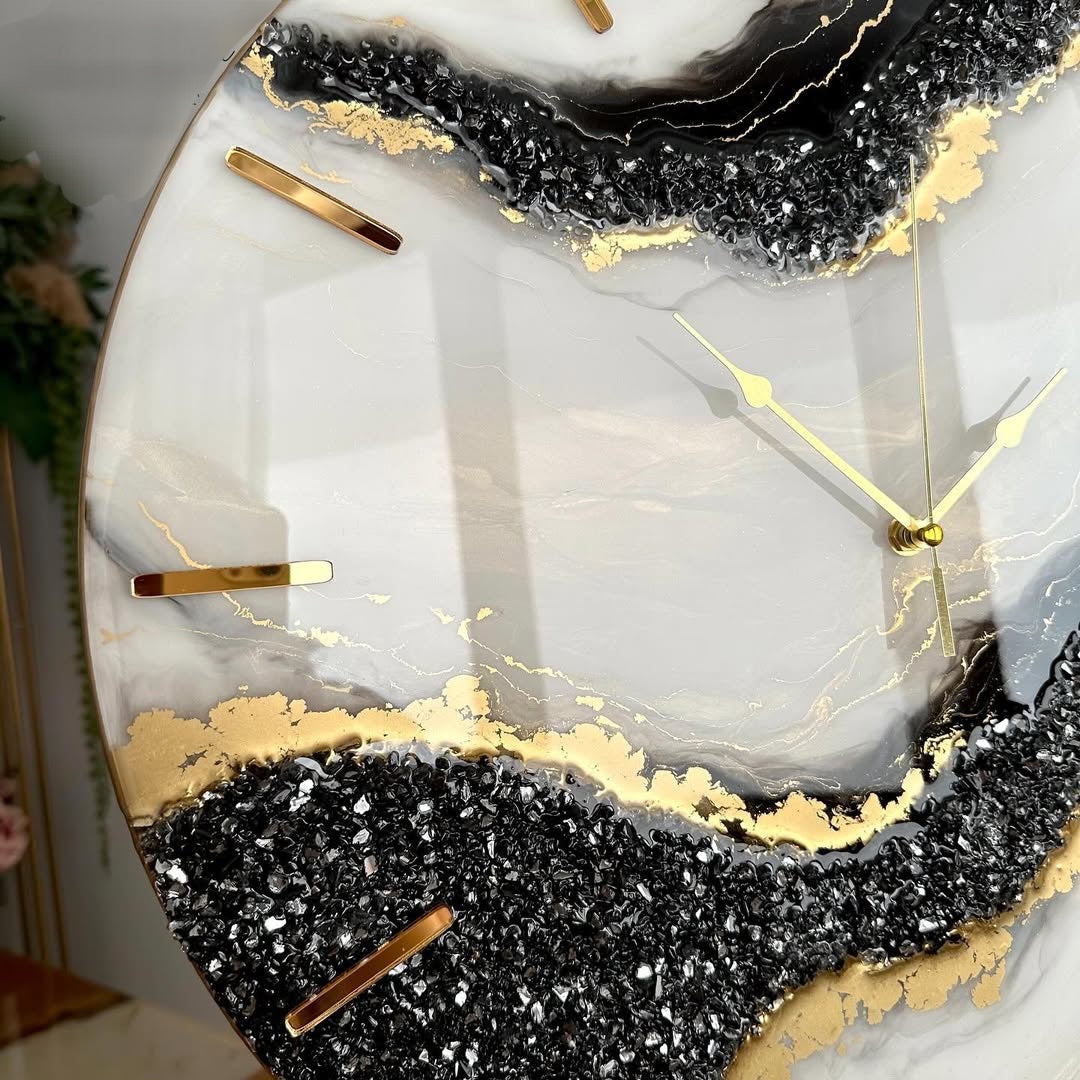 Cream and Black Beauty In the House Resin Wall Clock