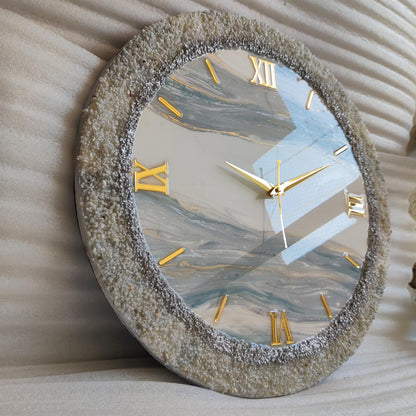 White with Grey Touch The luxury Resinart Resin Wall Clock