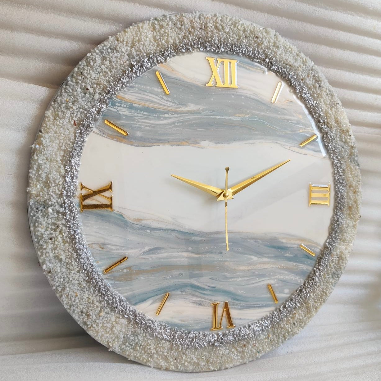 White with Grey Touch The luxury Resinart Resin Wall Clock