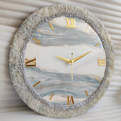 White with Grey Touch The luxury Resinart Resin Wall Clock
