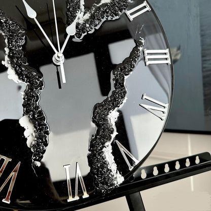 Black with Silver The Luxury Resin art Resin wall Clock