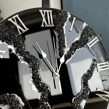 Black with Silver The Luxury Resin art Resin wall Clock