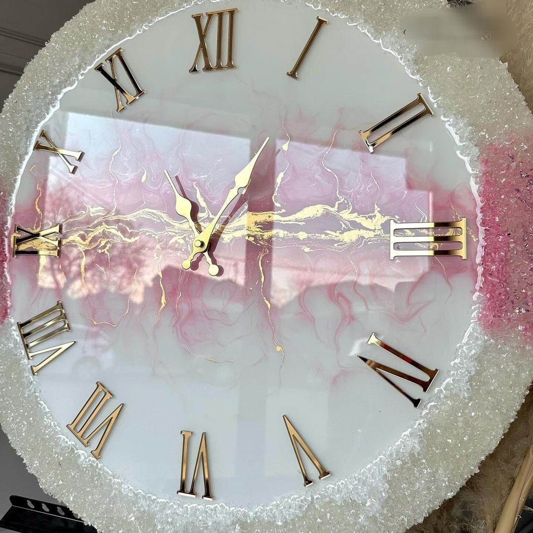 Pink Beauty The luxury Resinart Resin Wall Clock