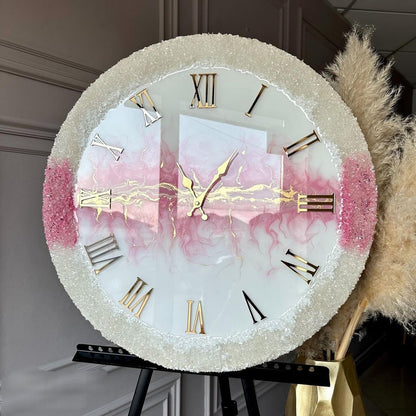 Pink Beauty The luxury Resinart Resin Wall Clock