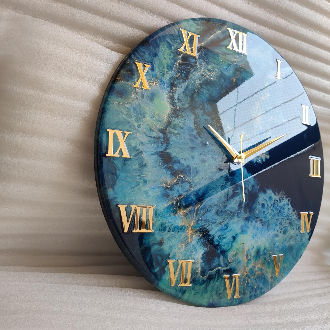 Royal Blue luxury ResinArt Resin Wall Clock