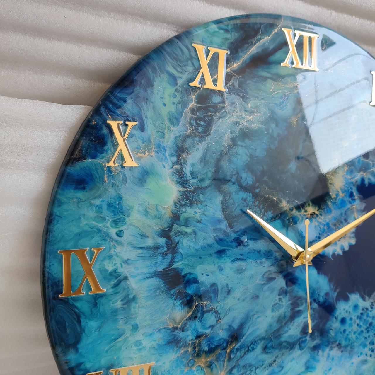 Royal Blue luxury ResinArt Resin Wall Clock