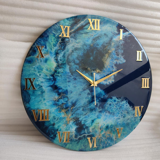 Royal Blue luxury ResinArt Resin Wall Clock