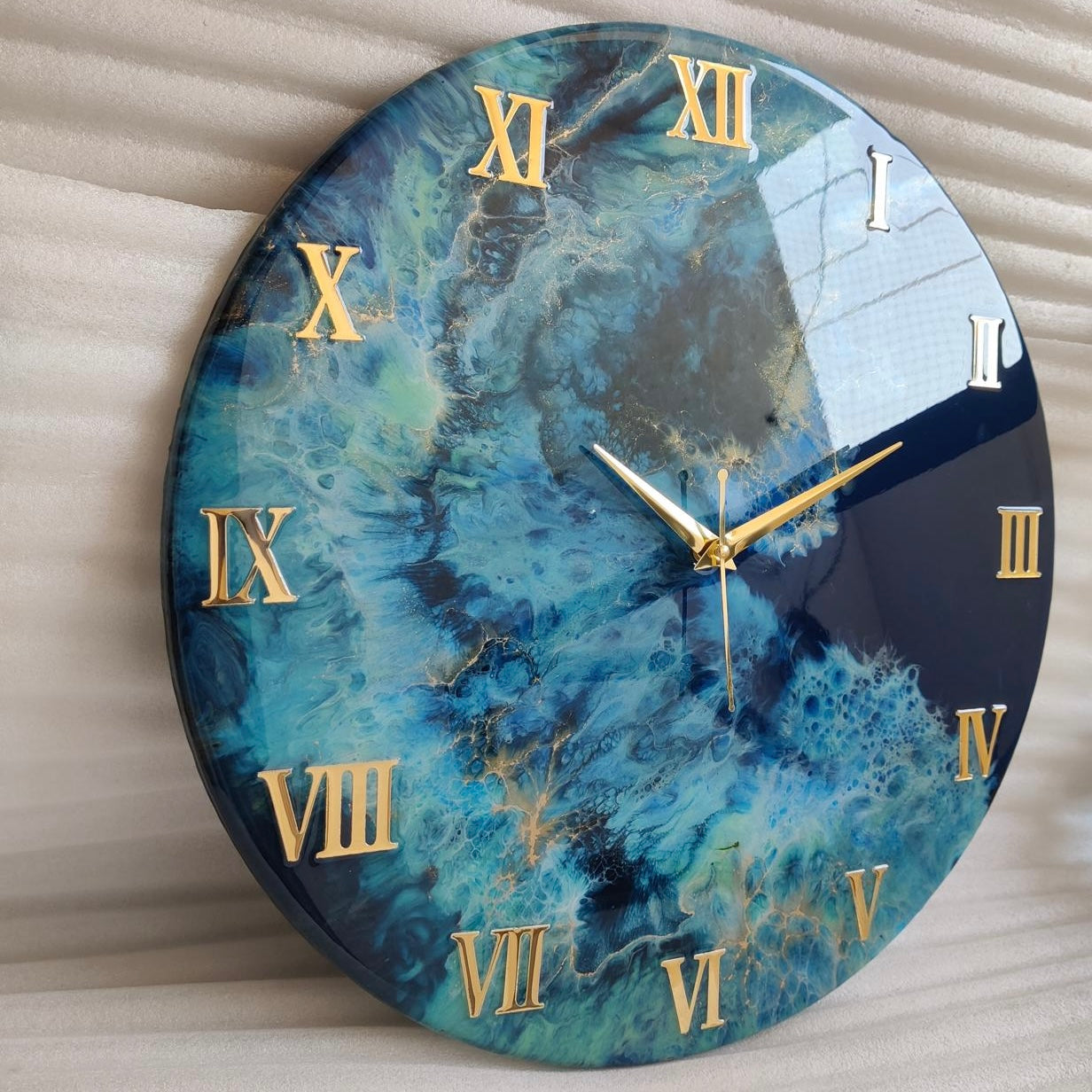 Royal Blue luxury ResinArt Resin Wall Clock