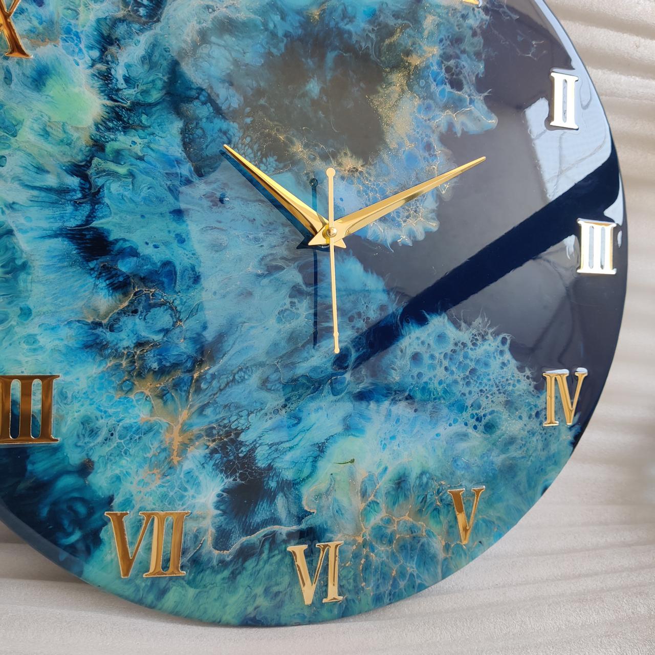 Royal Blue luxury ResinArt Resin Wall Clock