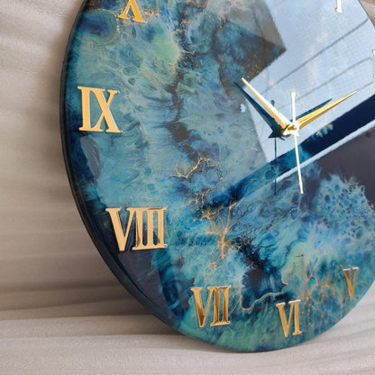 Royal Blue luxury ResinArt Resin Wall Clock
