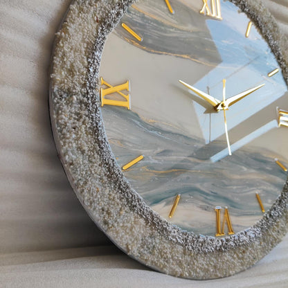 White with Grey Touch The luxury Resinart Resin Wall Clock