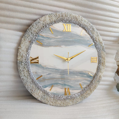 White with Grey Touch The luxury Resinart Resin Wall Clock