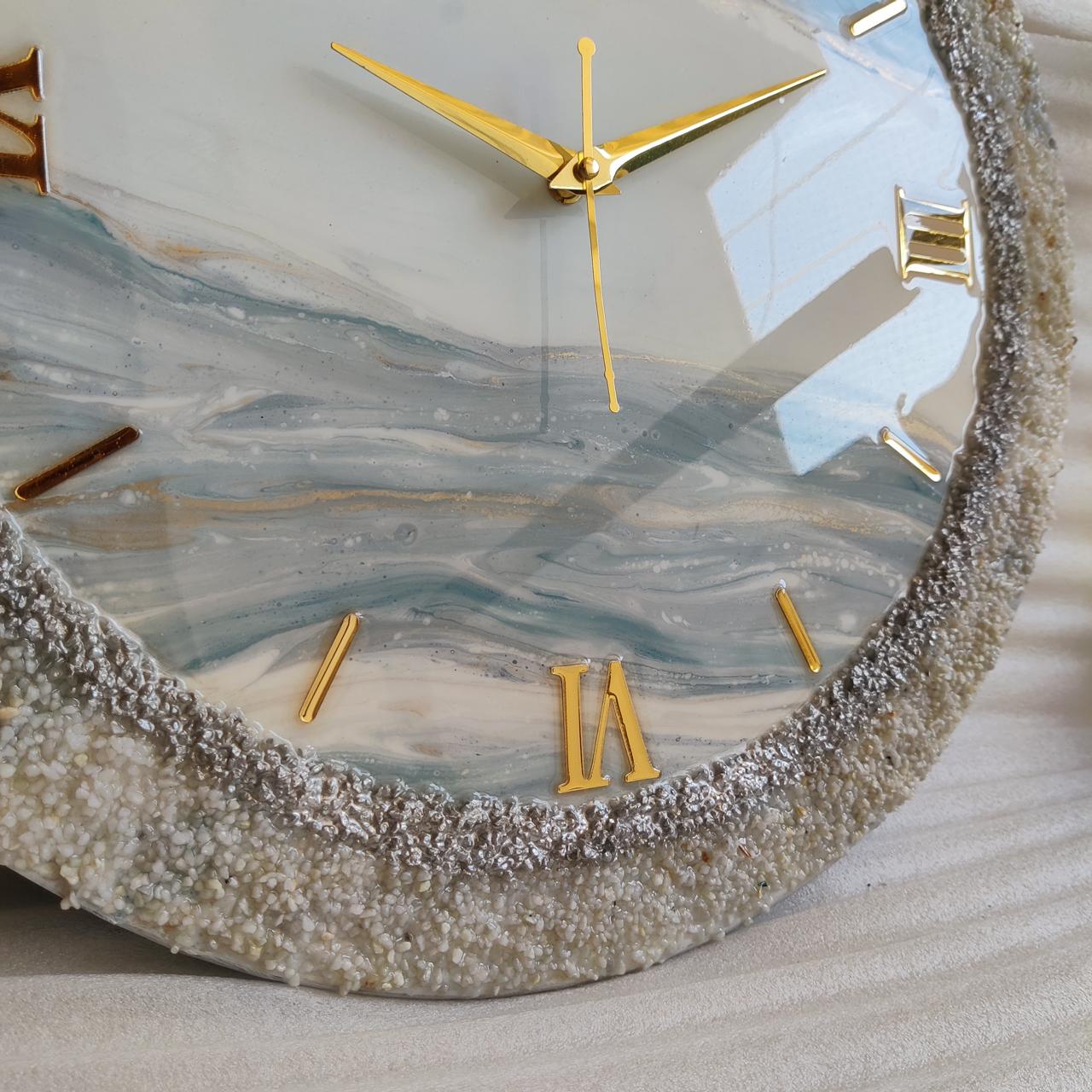 White with Grey Touch The luxury Resinart Resin Wall Clock