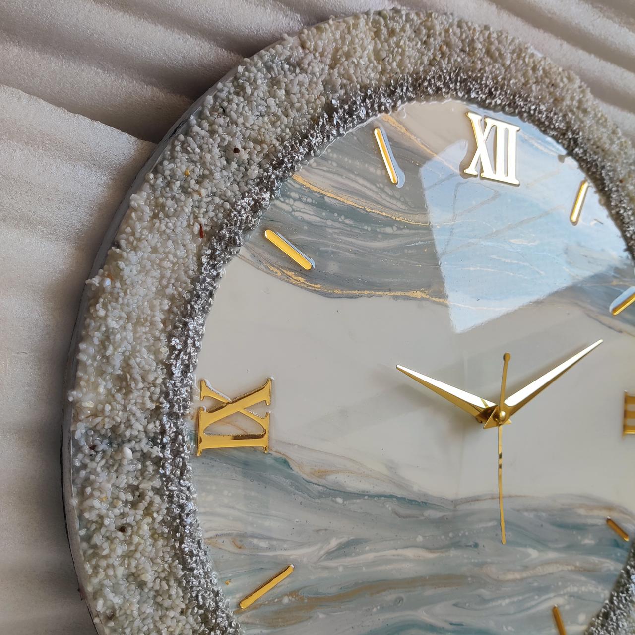 White with Grey Touch The luxury Resinart Resin Wall Clock