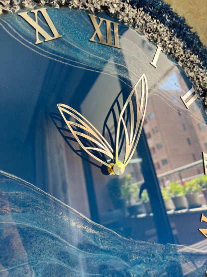 Royal Blue luxury ResinArt Resin Wall Clock