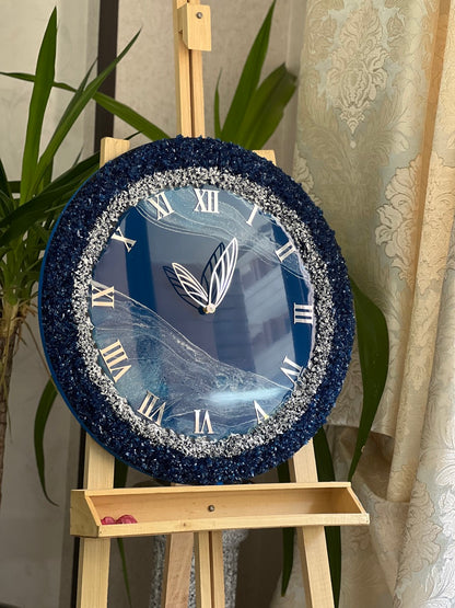 Royal Blue luxury ResinArt Resin Wall Clock