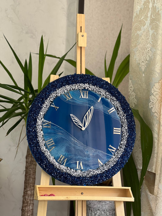 Royal Blue luxury ResinArt Resin Wall Clock