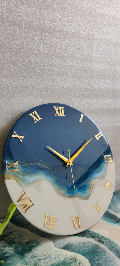 Royal Elegant Blue Resin Wall Clock