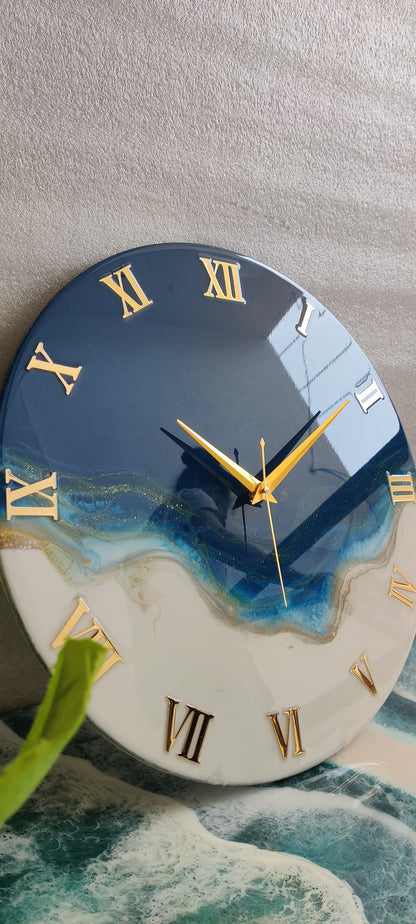 Royal Elegant Blue Resin Wall Clock