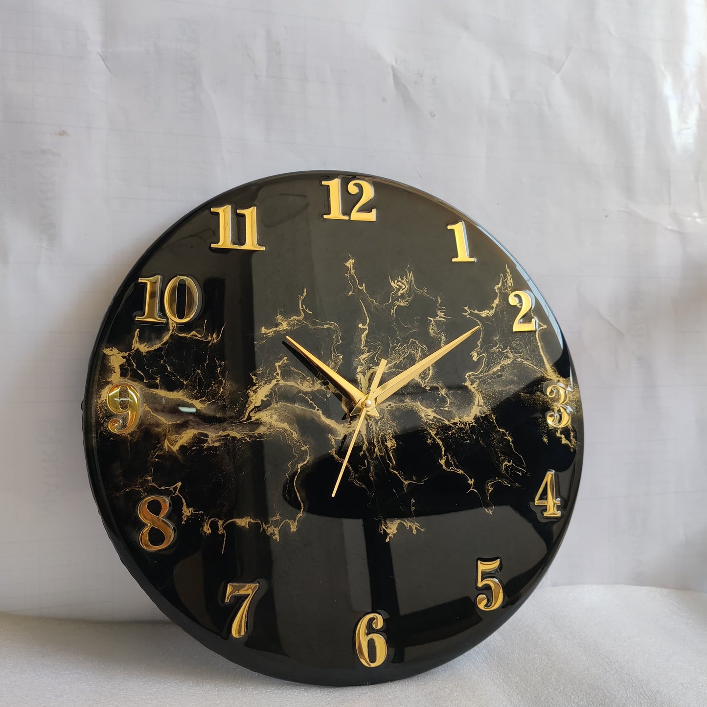 Black with Golden Blast Resin Wall Clock