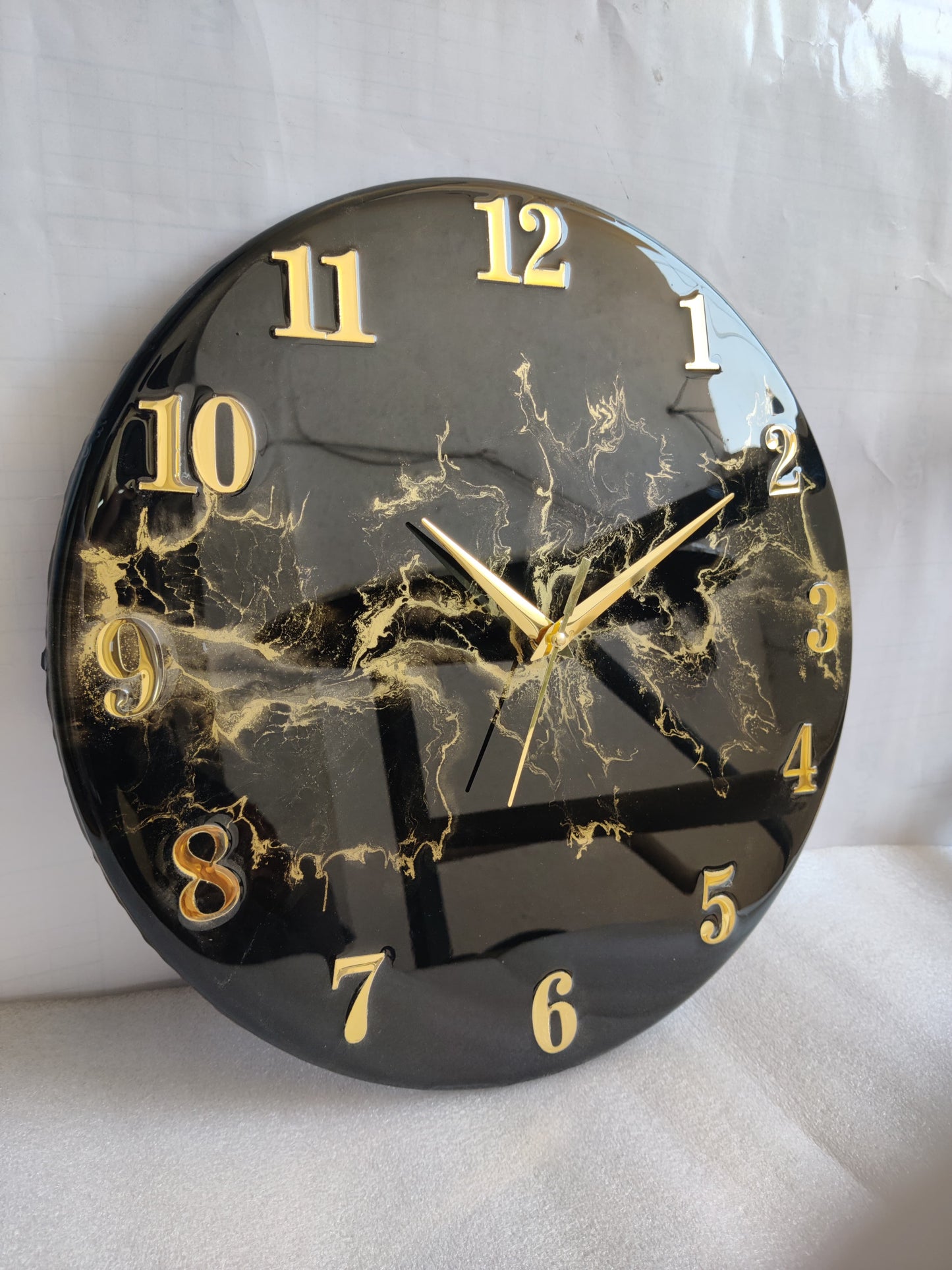 Black with Golden Blast Resin Wall Clock