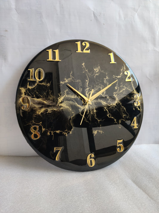 Black with Golden Blast Resin Wall Clock