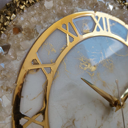 Cream Stone With Gold Border Resin Wall Clock