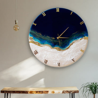 Royal Elegant Blue Resin Wall Clock