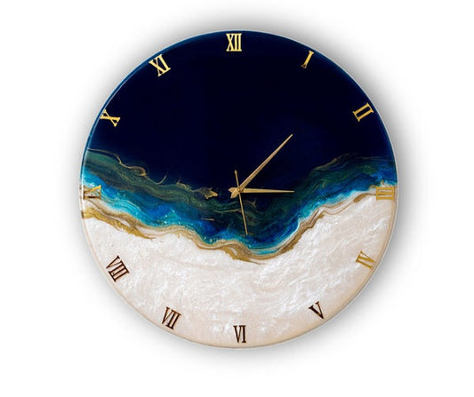 Royal Elegant Blue Resin Wall Clock