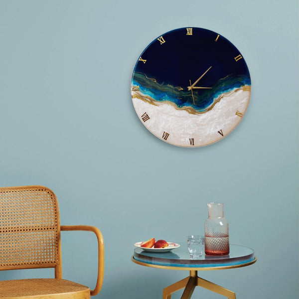 Royal Elegant Blue Resin Wall Clock