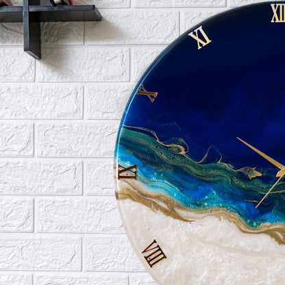 Royal Elegant Blue Resin Wall Clock