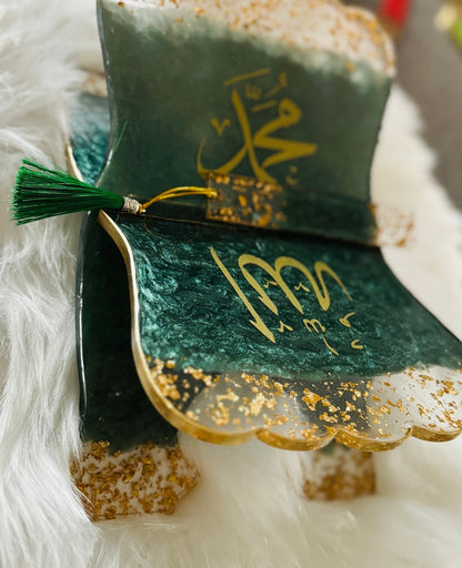 Green Gold Quran Book Holder Resin (Rehal)