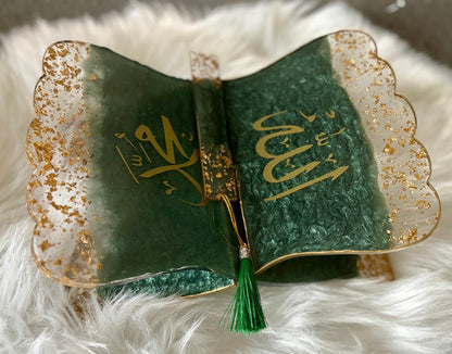 Green Gold Quran Book Holder Resin (Rehal)