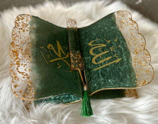 Green Gold Quran Book Holder Resin (Rehal)