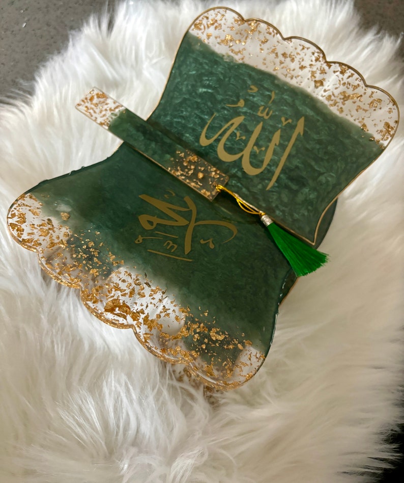 Green Gold Quran Book Holder Resin (Rehal)