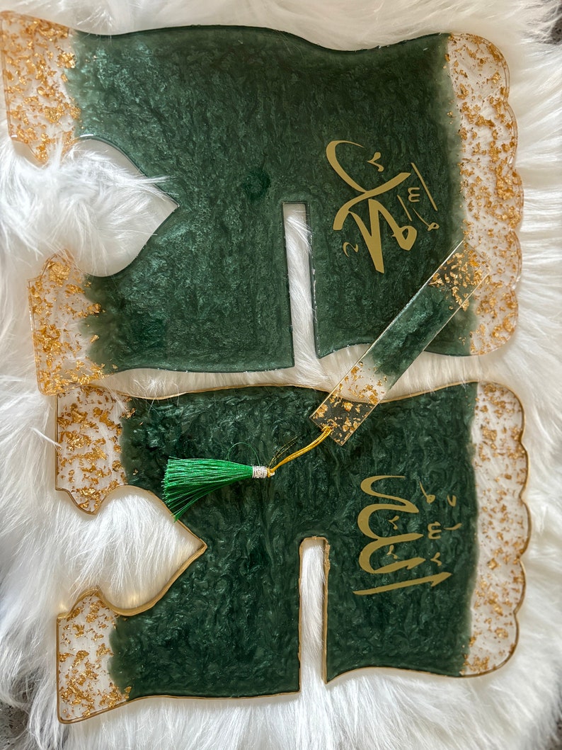 Green Gold Quran Book Holder Resin (Rehal)