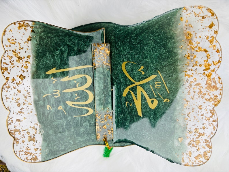 Green Gold Quran Book Holder Resin (Rehal)