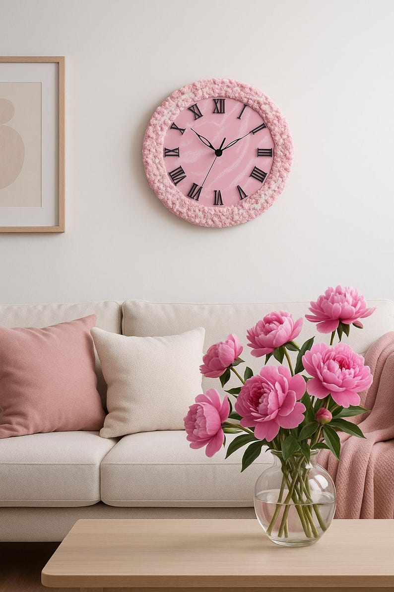 Rose Pink with White Feel The luxury Resinart Resin Wall Clock