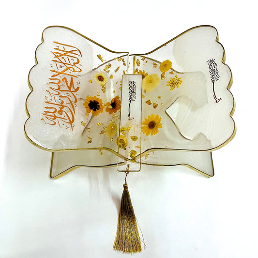 Transparent Cream Floral Book Holder Resin (Rehal)