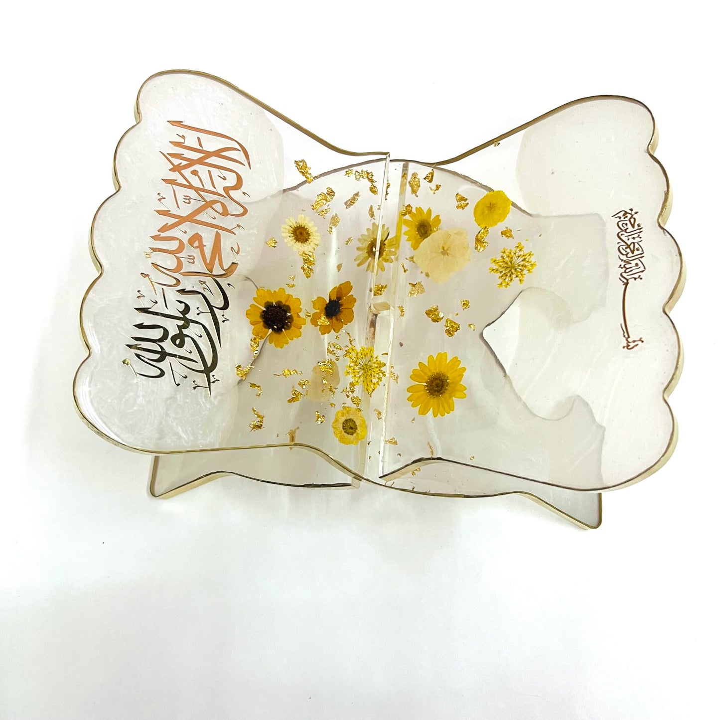 Transparent Cream Floral Book Holder Resin (Rehal)