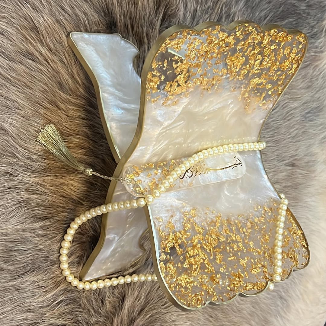 White and Gold Quran Book Holder Resin (Rehal)
